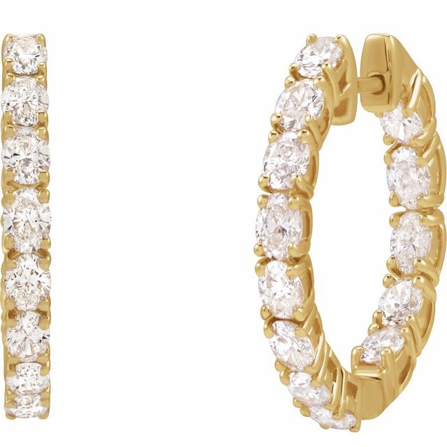 14K Yellow 2 5/8 CTW Natural Diamond Inside-Outside 20.6 mm Hoop Earrings