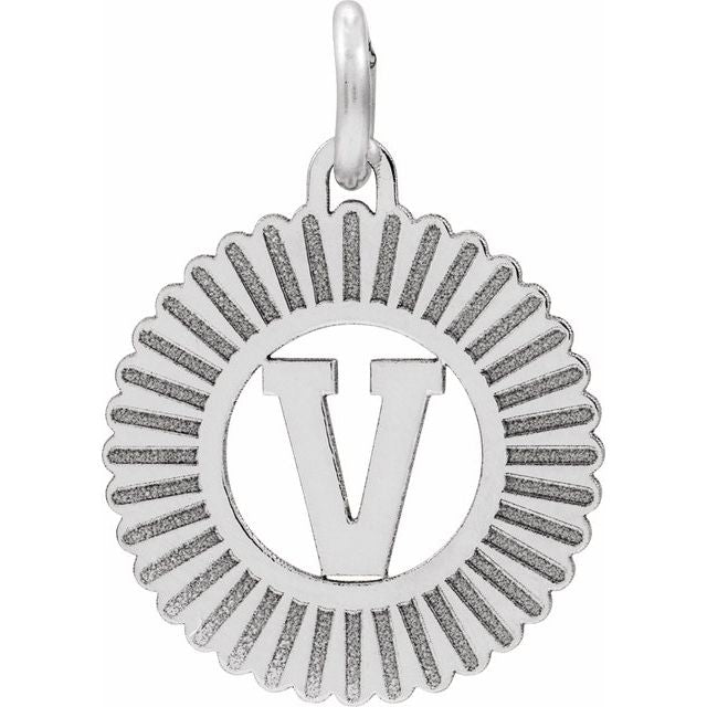 Sterling Silver Initial V Pendant