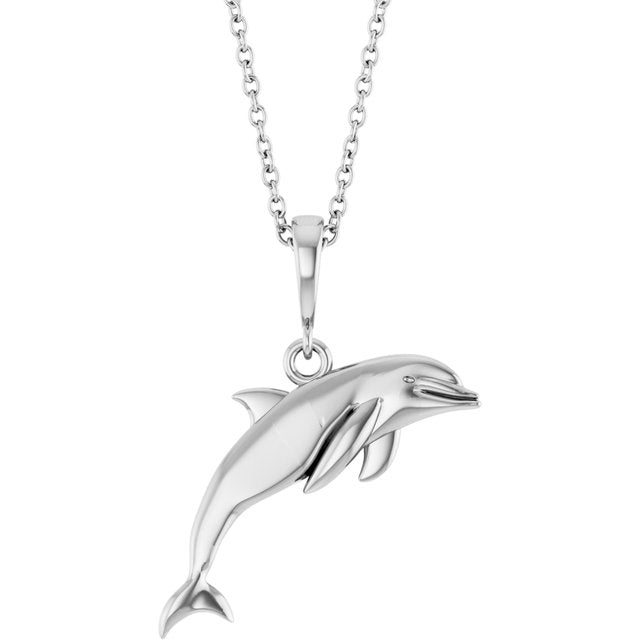 Sterling Silver Dolphin 16-18' Necklace