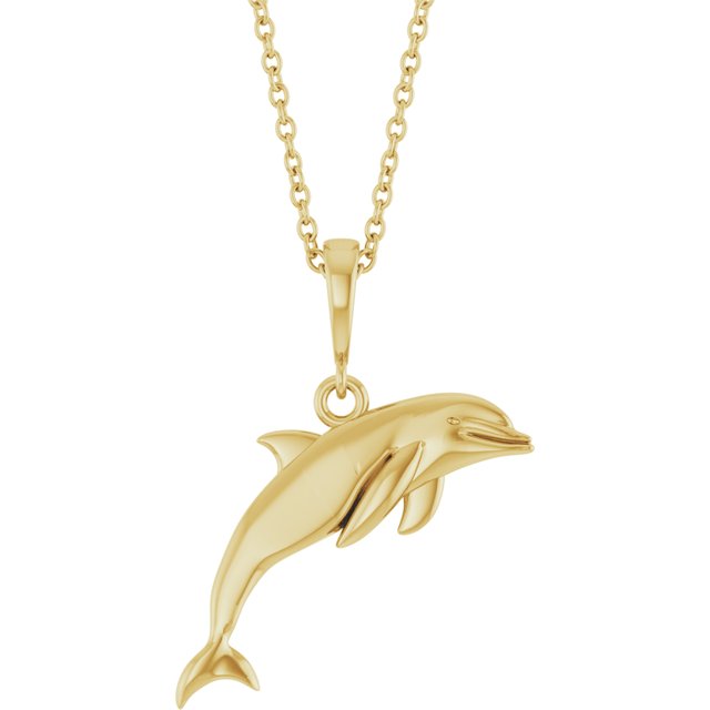 14k Yellow Dolphin 16-18' Necklace