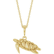 14K Yellow Sea Turtle 16-18' Necklace