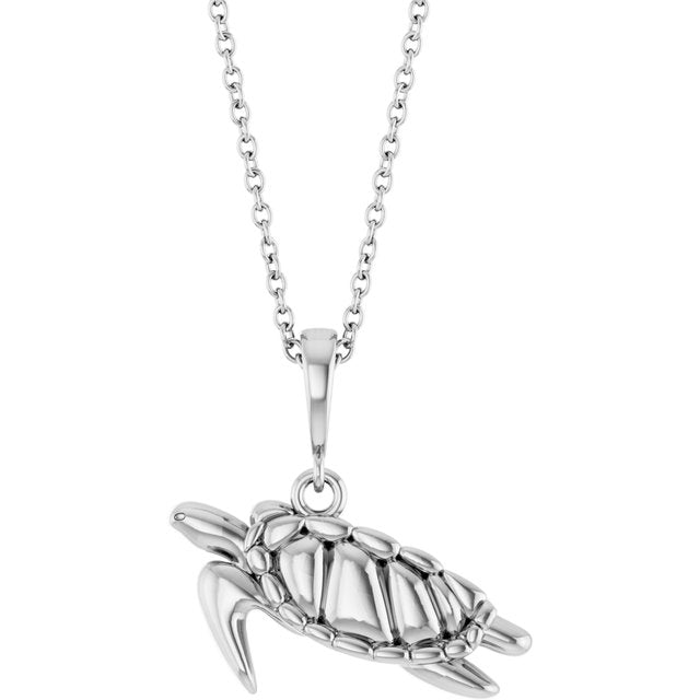 Sterling Silver Sea Turtle 16-18' Necklace