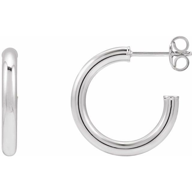 Sterling Silver Tube 17 mm Hoop Earrings