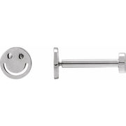 14k White 4 Mm Smiley Face Press Fit Earrings