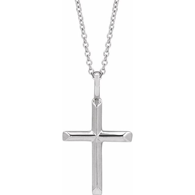Sterling Silver Knife-Edge Cross 16-18' Necklace