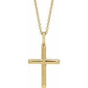 14K Yellow Knife-Edge Cross 16-18' Necklace