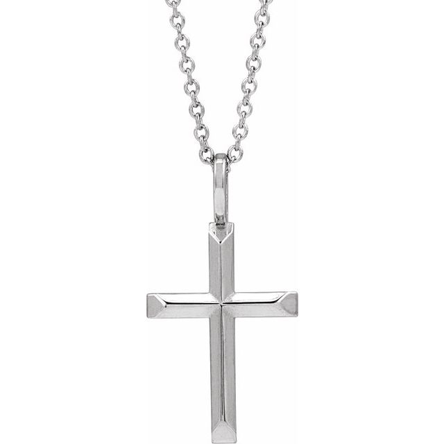 Sterling Silver Knife-Edge Cross 16-18' Necklace