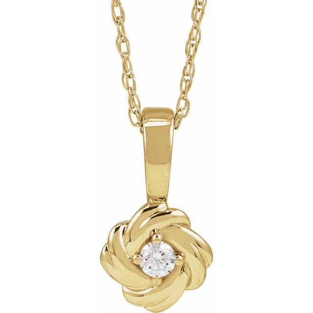 14K Yellow 1/10 CT Natural Diamond Knot 18' Necklace