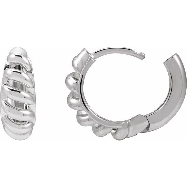 Sterling Silver Right Rope Dome 12.9 mm Hoop Earring