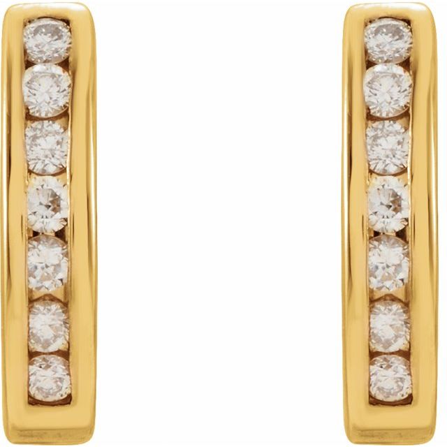 14k Yellow 1/4 Ctw Natural Diamond J-hoop Earrings