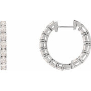 14K White 2 5/8 CTW Natural Diamond Inside-Outside 20.6 mm Hoop Earrings