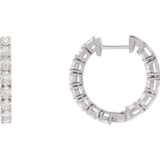 14K White 2 5/8 CTW Natural Diamond Inside-Outside 20.6 mm Hoop Earrings