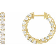 14K Yellow 2 1/5 CTW Natural Diamond Inside-Outside Hoop Earrings