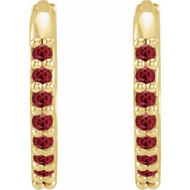 14K Yellow Lab-Grown Ruby 12.5 mm Huggie Earrings