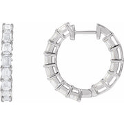 14K White 3 CTW Natural Diamond Inside-Outside 21.2 mm Hoop Earrings