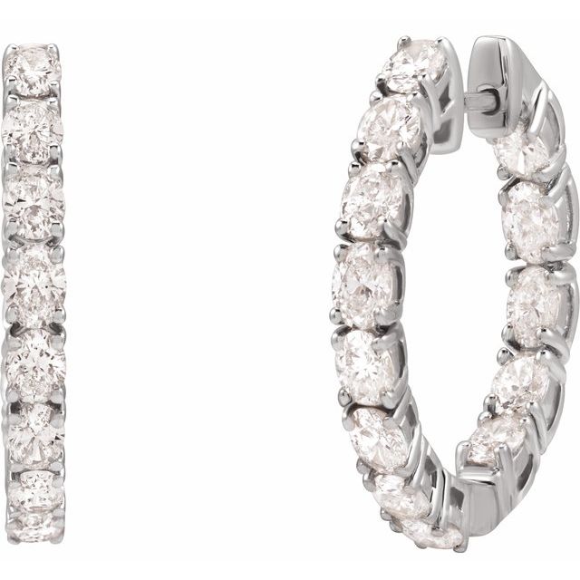 14K White 2 5/8 CTW Natural Diamond Inside-Outside 20.6 mm Hoop Earrings