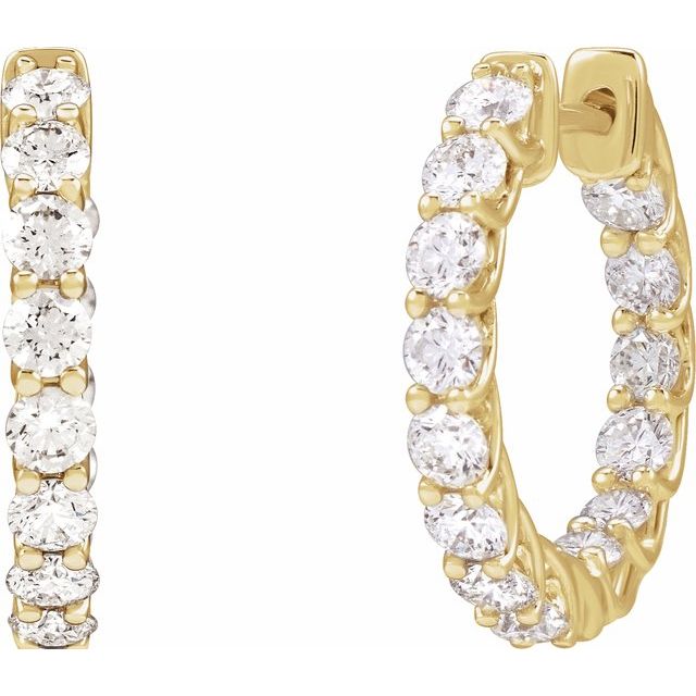 14K Yellow 2 1/5 CTW Natural Diamond Inside-Outside Hoop Earrings