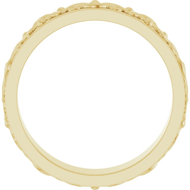14k Yellow 6.2 Mm Scroll Patterned Band Size 10.5