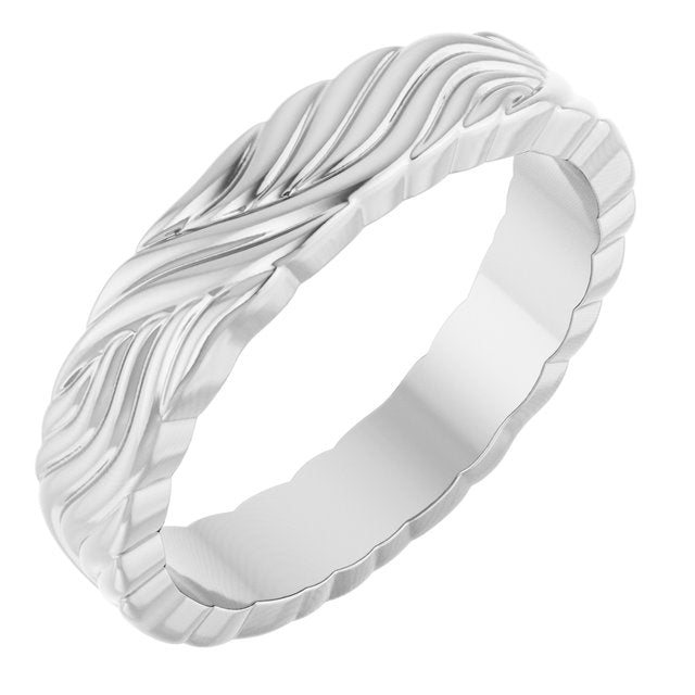 Sterling Silver 4.2 mm Patterned Band Size 6.5