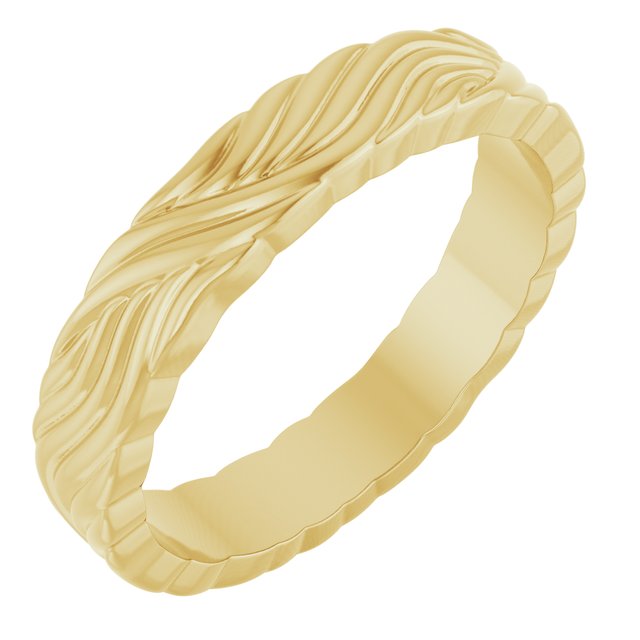 14K Yellow 4.2 mm Patterned Band Size 8