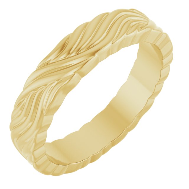14K Yellow 4.2 mm Patterned Band Size 6