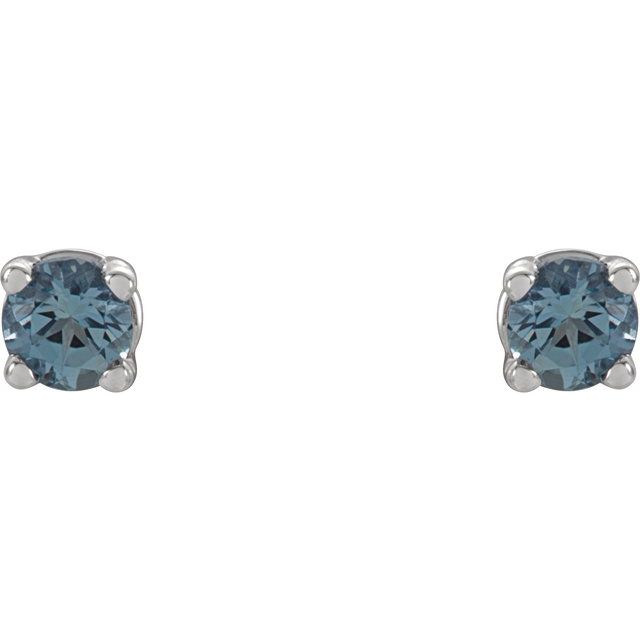 14K White 2.5 mm Natural Aquamarine Stud Earrings