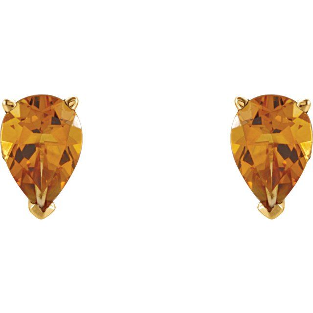 14K Yellow 7x5 mm Pear Natural Citrine Earrings