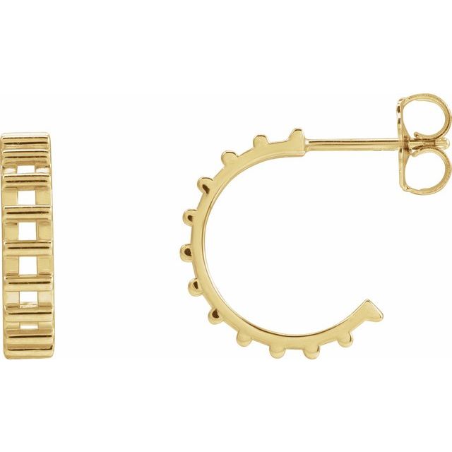 14K Yellow Geometric Hoop 10 mm Earrings