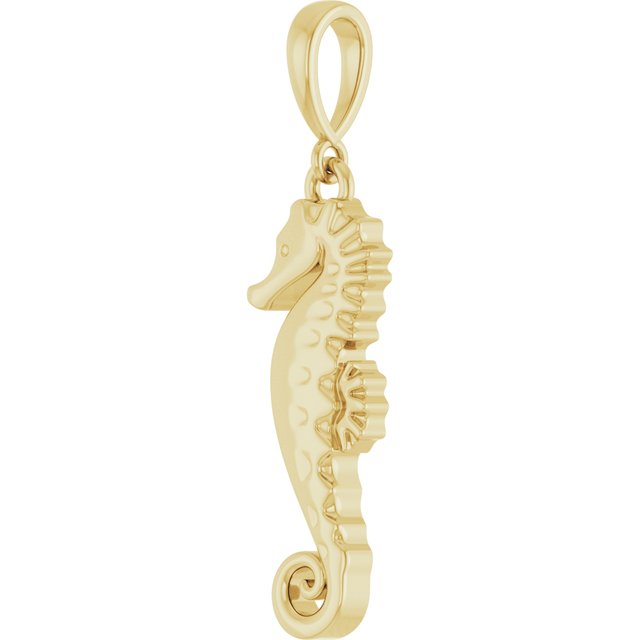 14K Yellow Seahorse Pendant