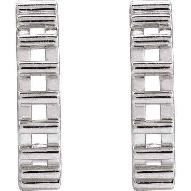 Sterling Silver Geometric Hoop 14.9 mm Earrings