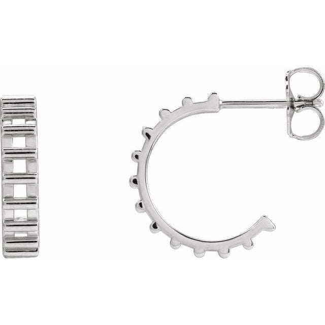 Sterling Silver Geometric Hoop 14.9 mm Earrings