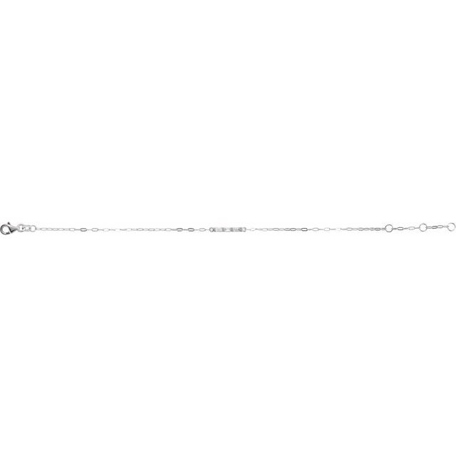 14K White 1/6 CTW Natural Diamond Three-Stone Bar 6-7 1/2' Link Bracelet