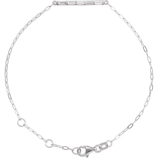 14K White 1/3 CTW Natural Diamond Five-Stone Bar 6-7 1/2' Link Bracelet