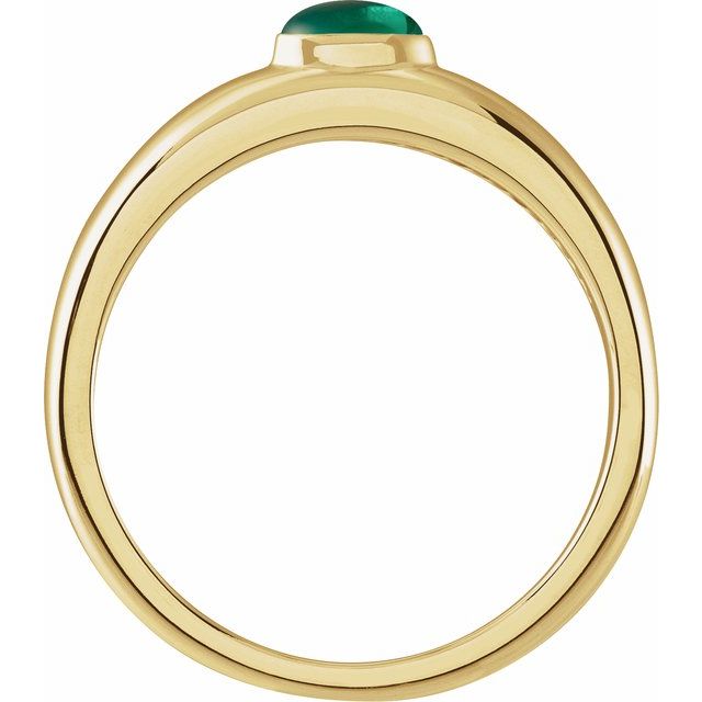 14K Yellow Natural Emerald Dome Ring
