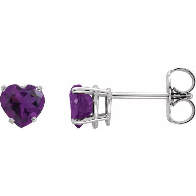 14K White Natural Amethyst Earrings