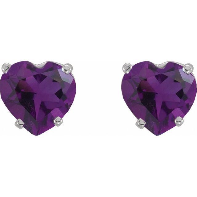 14K White Natural Amethyst Earrings