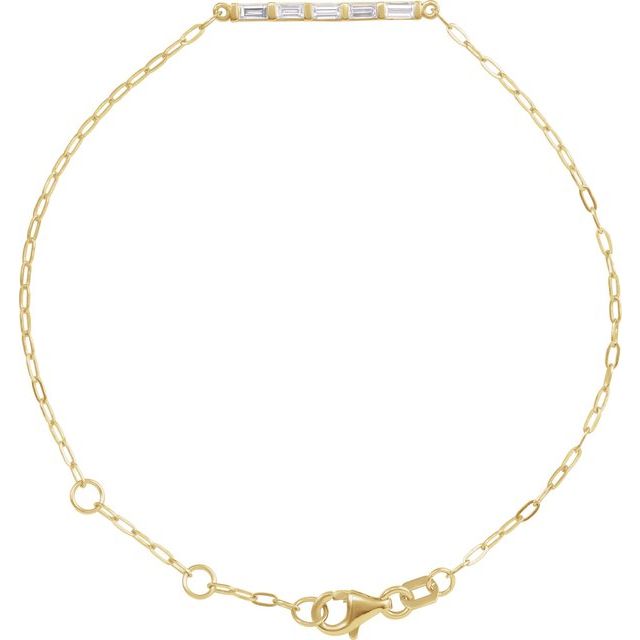 14K Yellow 1/3 CTW Natural Diamond Five-Stone Bar 6-7 1/2' Link Bracelet