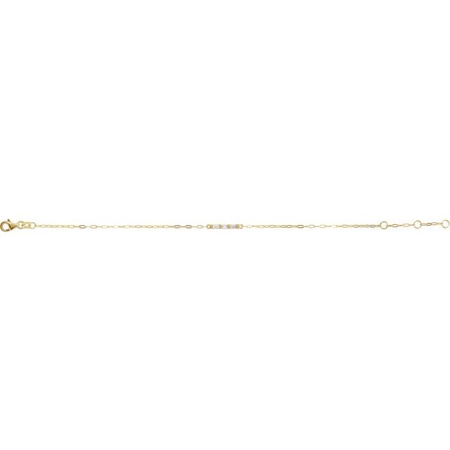 14K Yellow 1/6 CTW Natural Diamond Three-Stone Bar 6-7 1/2' Link Bracelet