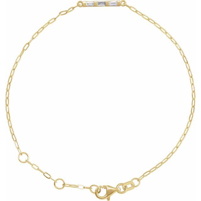 14K Yellow 1/6 CTW Natural Diamond Three-Stone Bar 6-7 1/2' Link Bracelet