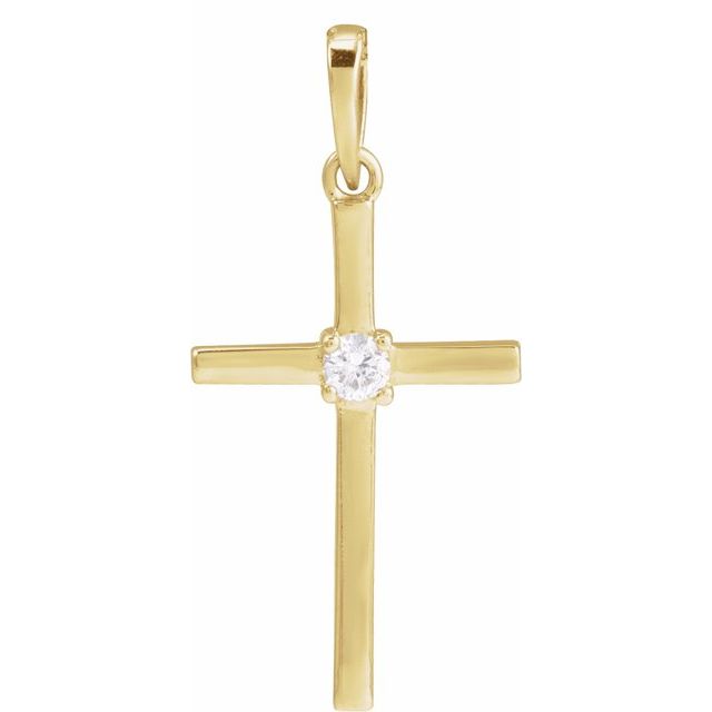 14K Yellow 1/10 CT Natural Diamond Cross Pendant