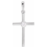 Sterling Silver .06 CT Natural Diamond Cross Pendant