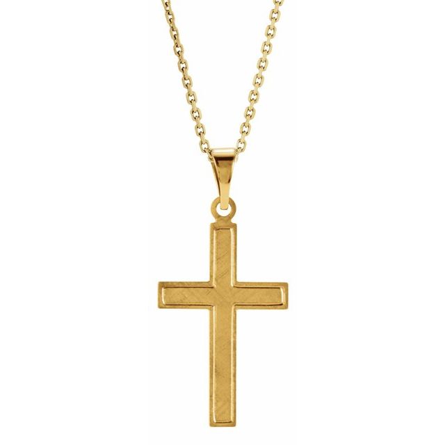 14k Yellow 18x12 Mm Cross 18' Necklace