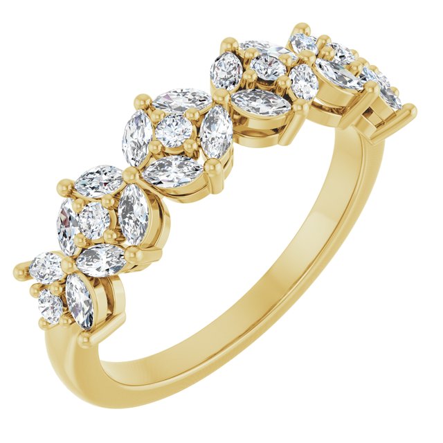 14k Yellow 3/4 Ctw Lab-grown Diamond Matching Band