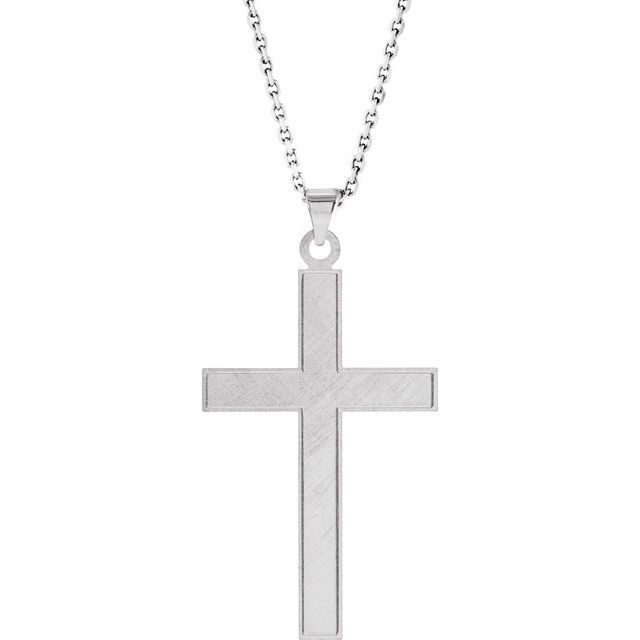 14k White 21.5x12 Mm Cross 18' Necklace