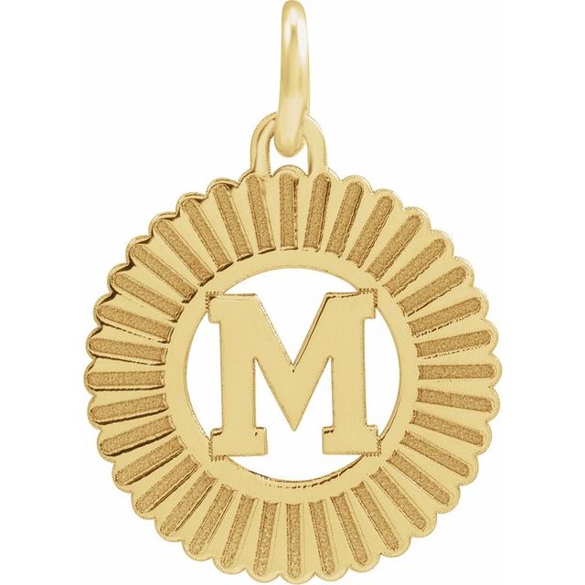 14K Yellow Initial M Pendant