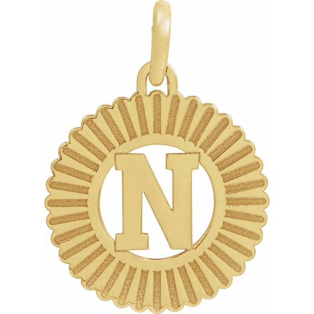 14K Yellow Initial N Pendant