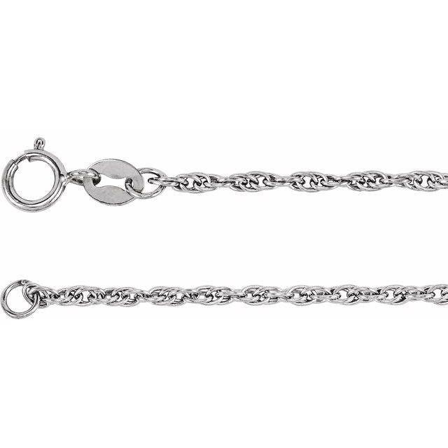 14K White 1.75 mm Rope 24' Chain