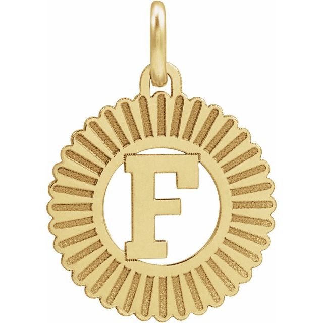 14K Yellow Initial F Pendant