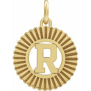 14K Yellow Initial R Pendant