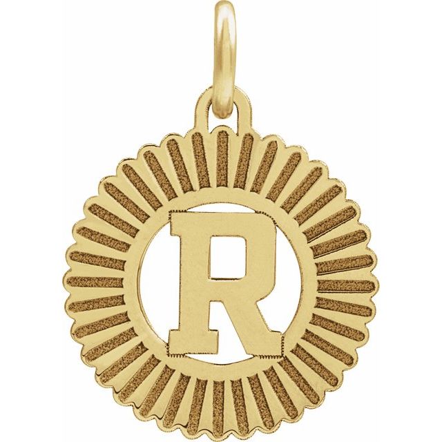 14K Yellow Initial R Pendant